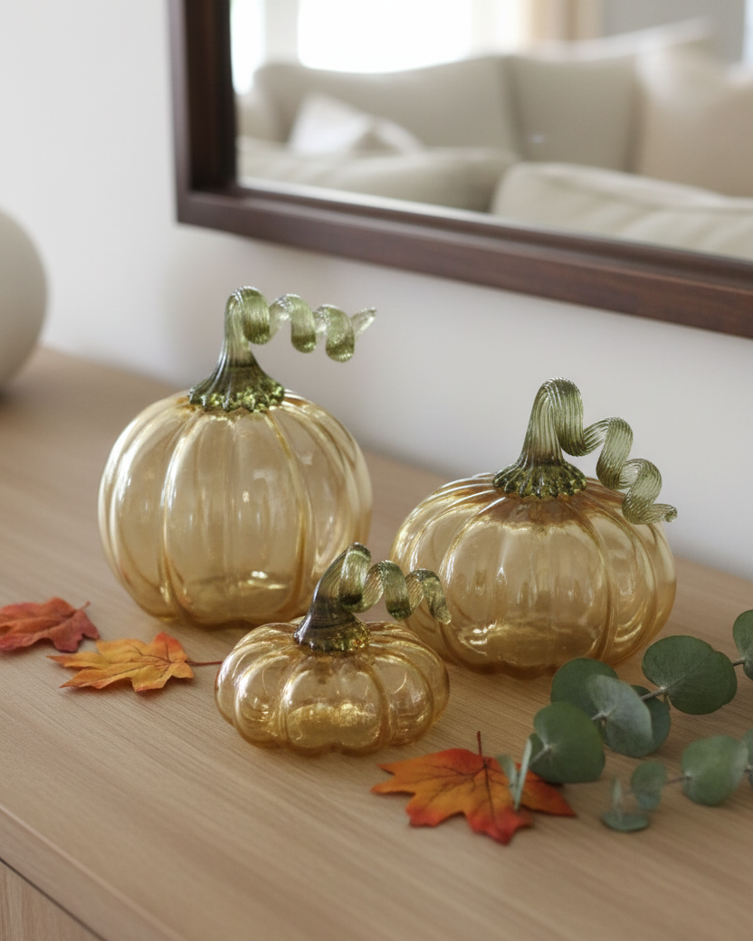 Amber Glass Translucent Pumpkin