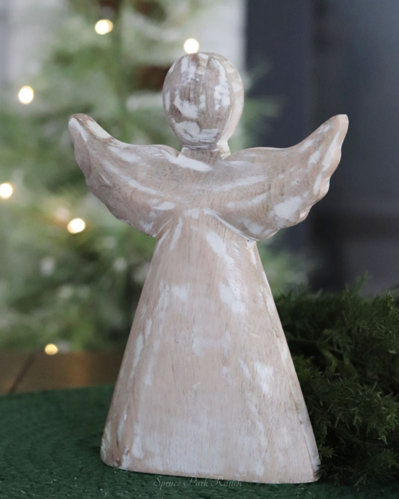 Rustic Whitewashed Wooden Angel
