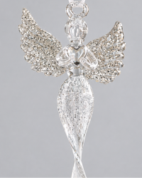 Glass Icicle Angel Ornament 12"H