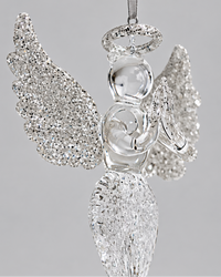 Glass Icicle Angel Ornament 12"H