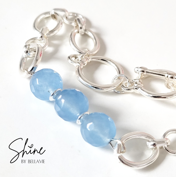 Azurra Faceted Crystal Silver Bracelet