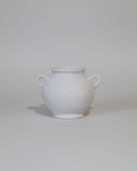 Ivory Paper Mache Terracotta Vase with Handles