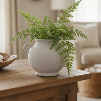 Ivory Paper Mache Terracotta Vase with Handles
