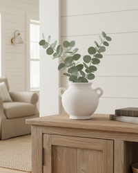 Ivory Paper Mache Terracotta Vase with Handles