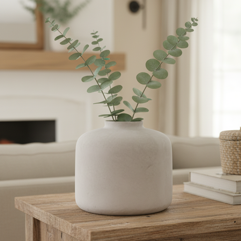 Ivory Paper Mache Terracotta Handmade Vase
