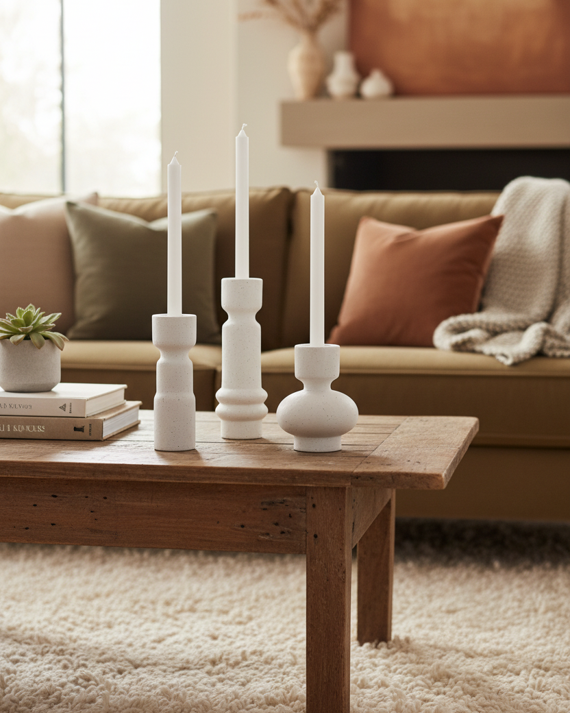 Ceramic Chalk White Candle Holder