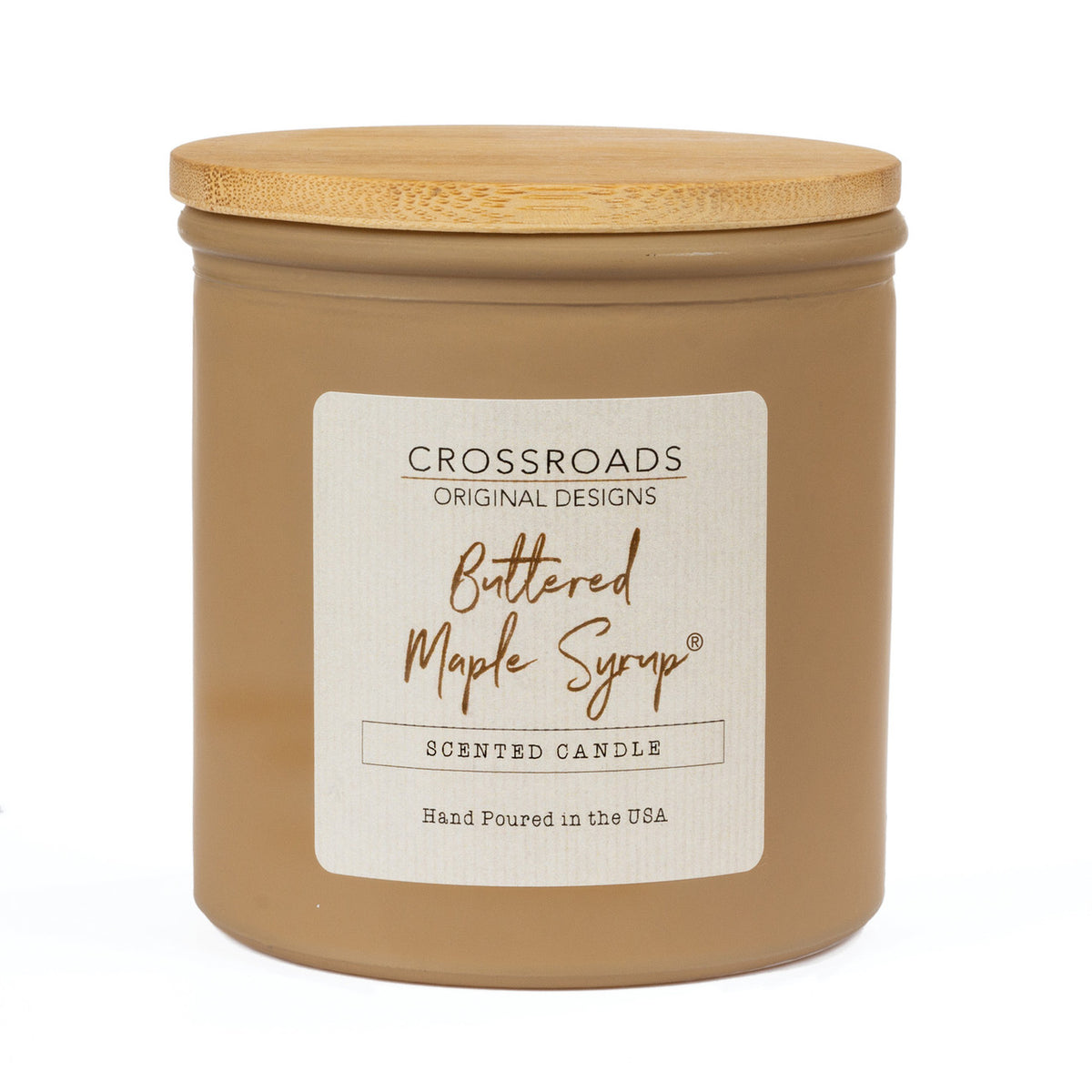 Crossroads Buttered Maple Syrup Coloured Glass Jar Candle 14oz