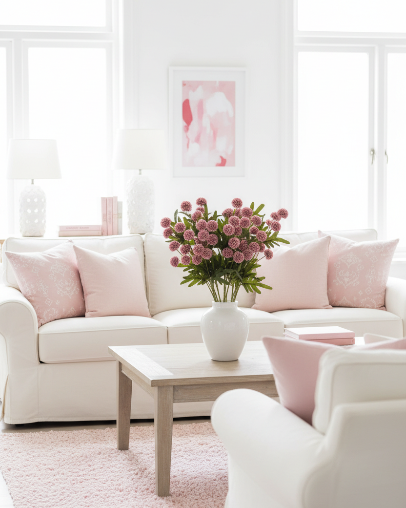 Flitter Poms Bush Rose 29"L