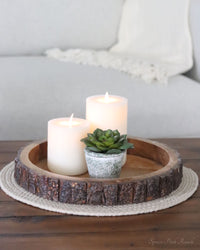 Rounded Bark Edge Wood Tray