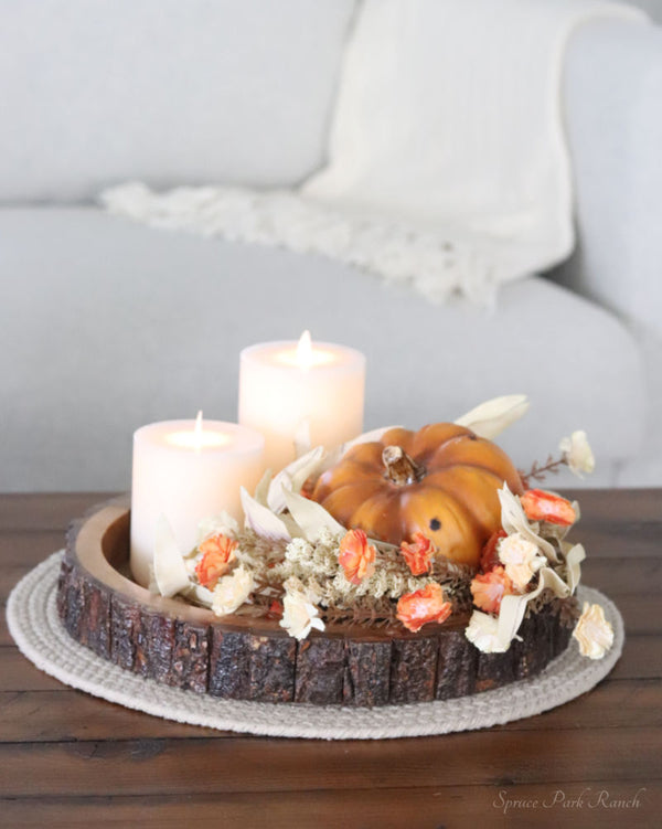 Rounded Bark Edge Wood Tray