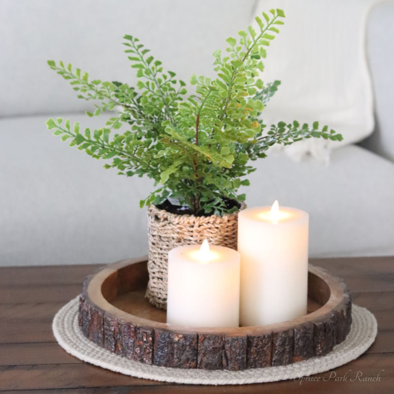 Rounded Bark Edge Wood Tray
