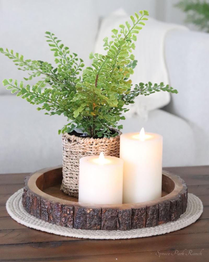 Rounded Bark Edge Wood Tray