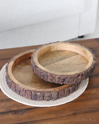 Rounded Bark Edge Wood Tray