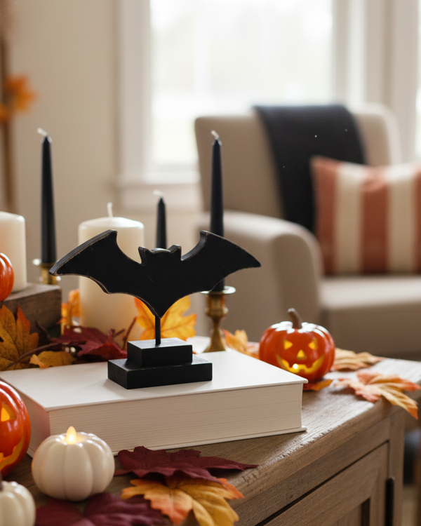 Bat Wood Cutout On Stand