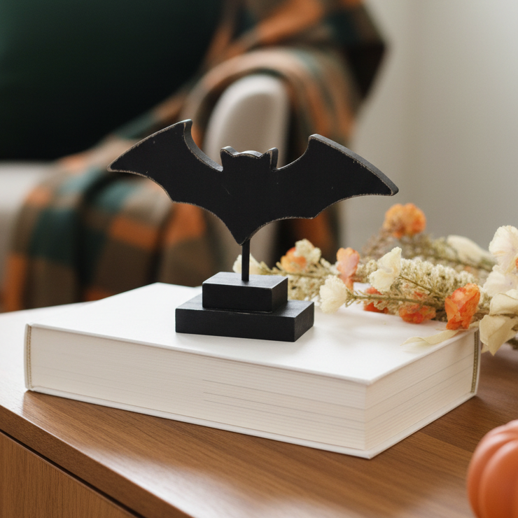 Bat Wood Cutout On Stand