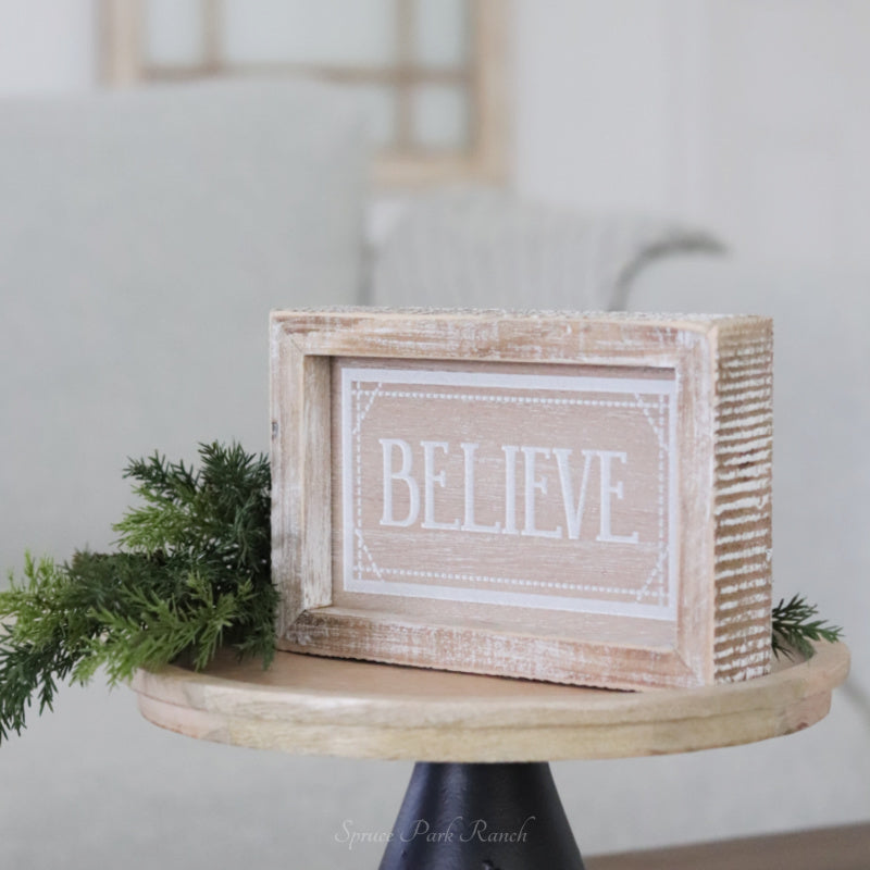 Reversible Believe and Be You Wood Sign