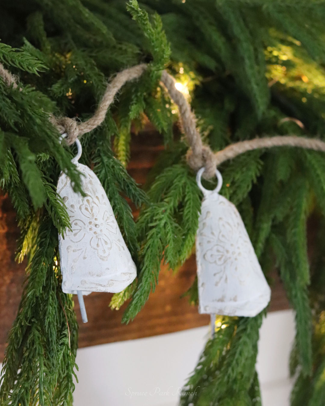 Balsam Bell and Jute Rope Garland White