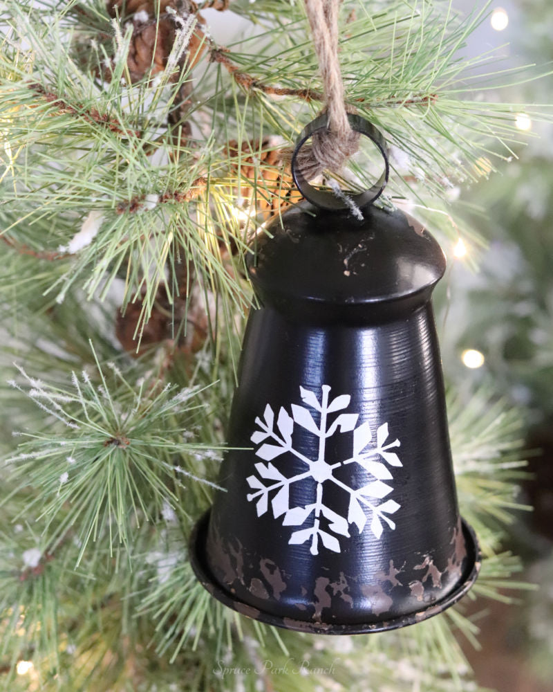 Black Metal Antiqued Snowflake Bell