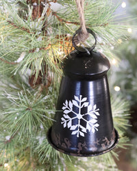 Black Metal Antiqued Snowflake Bell