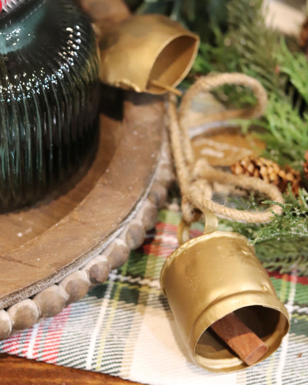 Handmade Antique Bells and Jute Rope Garland Gold