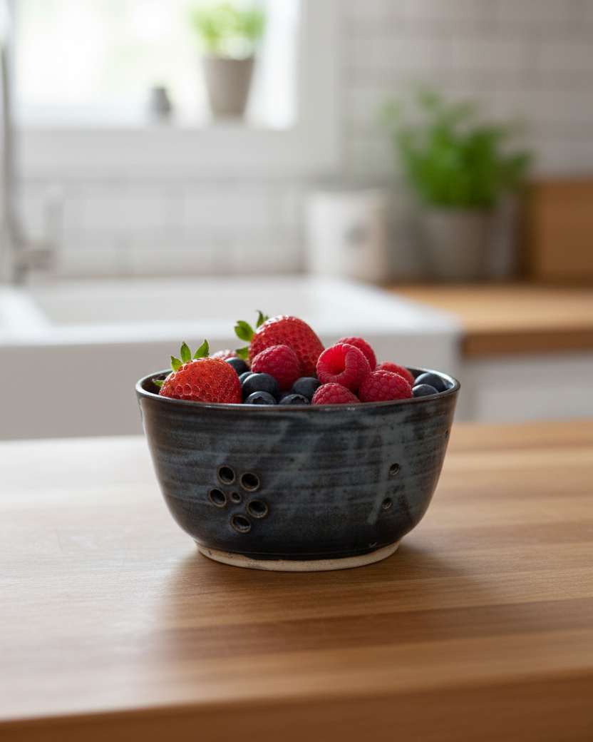 Wheat Design Small Berry Bowl Midnight Blue