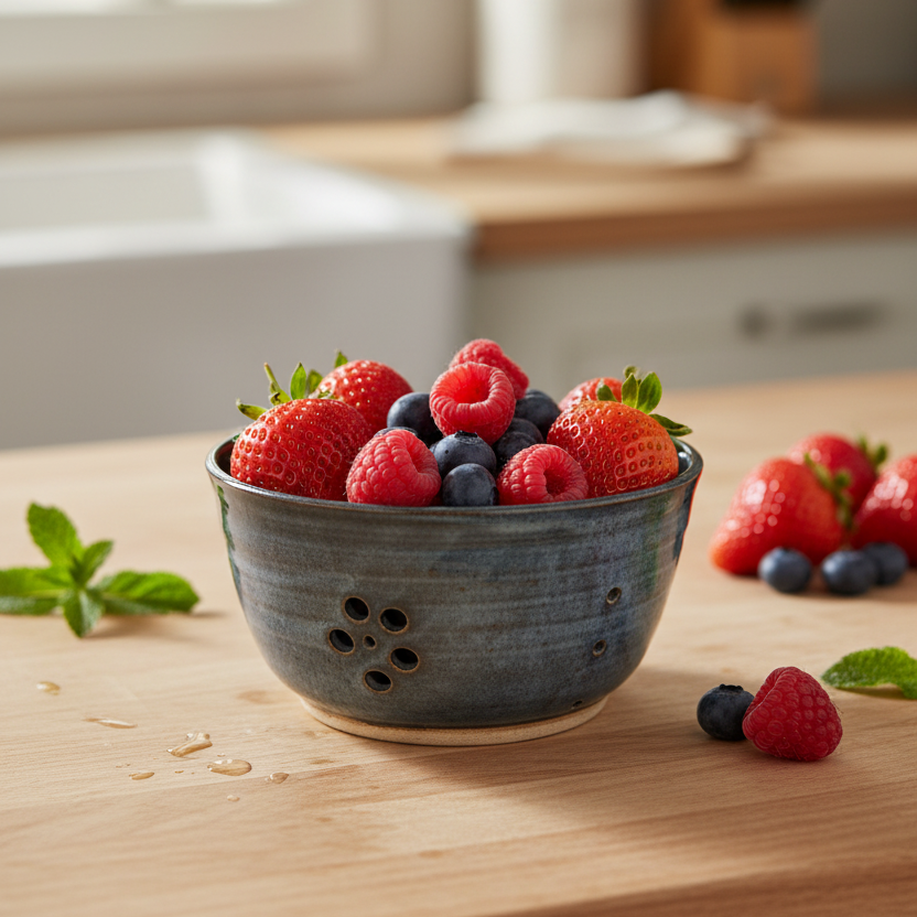 Wheat Design Small Berry Bowl Midnight Blue