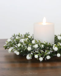 Glittered Snowy White Berry Leaf Greenery Collection