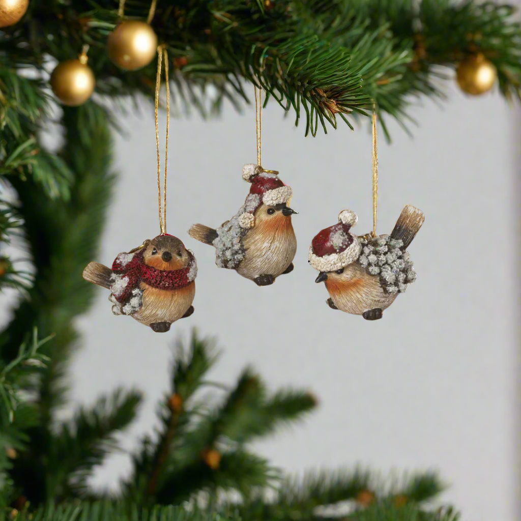 Pinecone Winter Bird Ornament