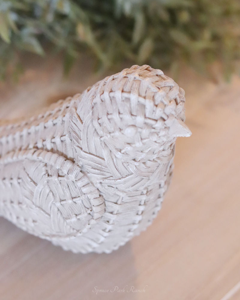 Textured Basket Weave Bird Figurine
