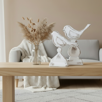 Whitewashed Resin Bird on Stand