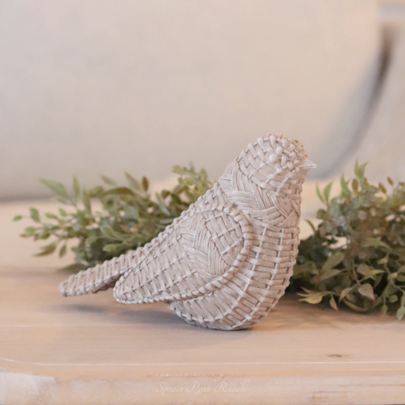 Textured Basket Weave Bird Figurine
