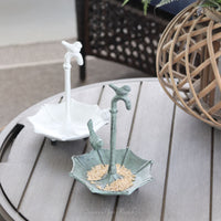 Iron Umbrella With Birds Tabletop Feeder