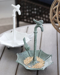 Iron Umbrella With Birds Tabletop Feeder