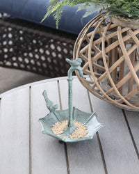Iron Umbrella With Birds Tabletop Feeder