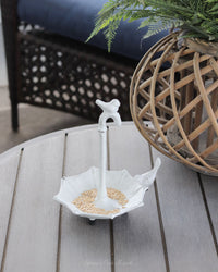 Iron Umbrella With Birds Tabletop Feeder