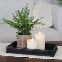 Rectangular Beaded Black Wood Tray