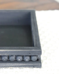 Rectangular Beaded Black Wood Tray
