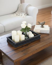 Rectangular Beaded Black Wood Tray