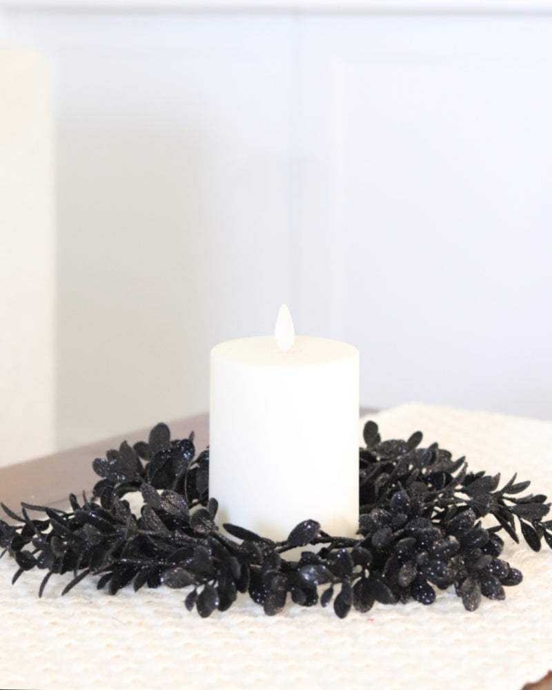 Black Glitter Candle Ring