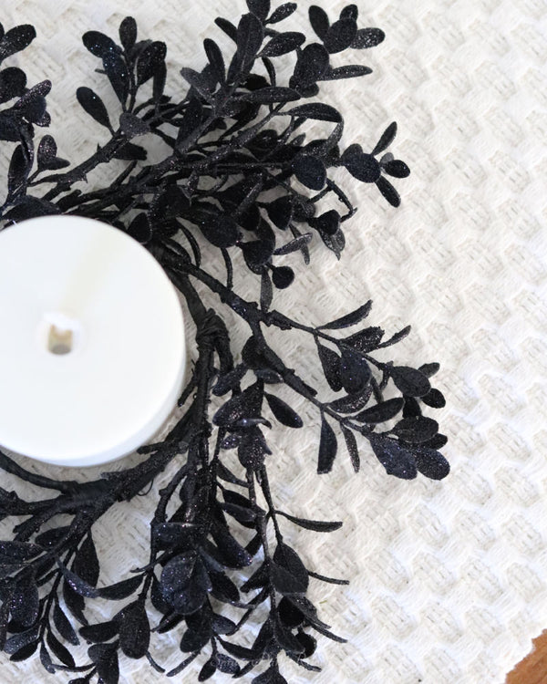 Black Glitter Candle Ring