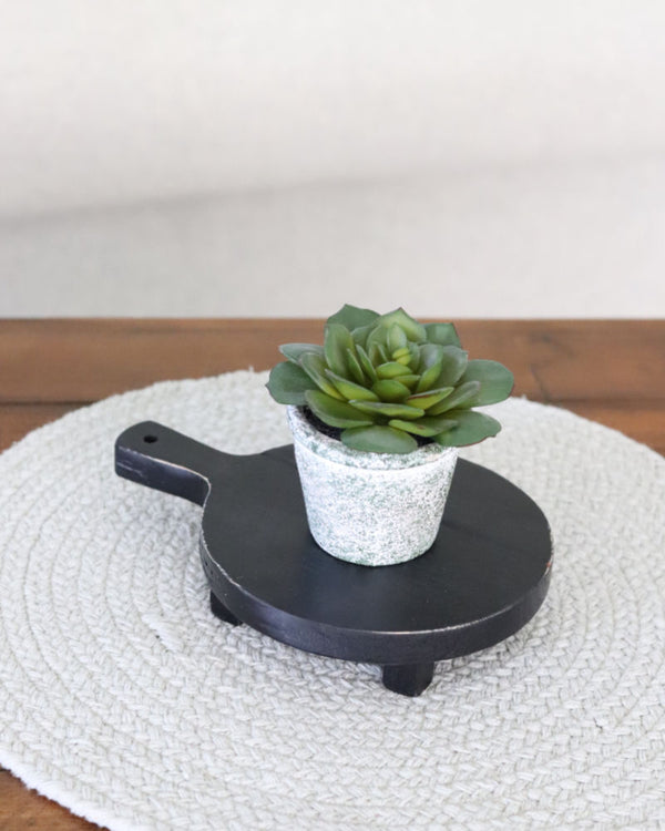 Round Black Wood Tray With Feet