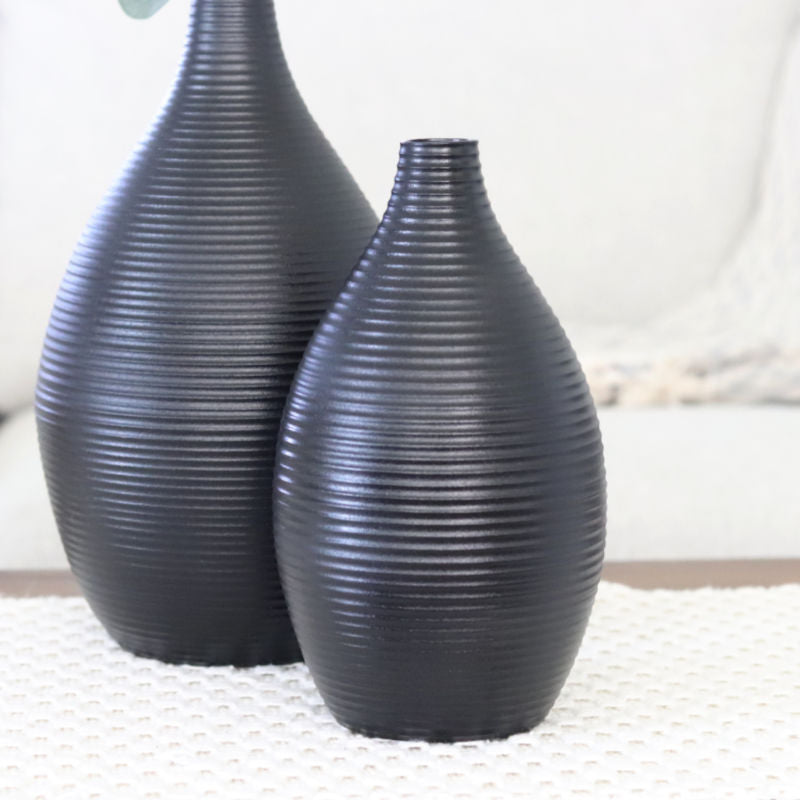 Black Long Neck Metal Vase