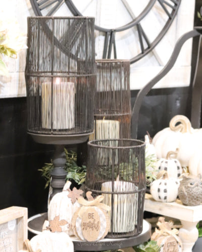 Dark Metal Wire Basket Vase