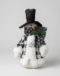 Black and White Fur Trim Jacket Snowman 16.5"