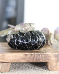 Mini Black and White Swirls Handblown Glass Pumpkin