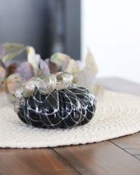 Mini Black and White Swirls Handblown Glass Pumpkin