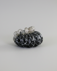 Mini Black and White Swirls Handblown Glass Pumpkin