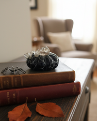 Mini Black and White Swirls Handblown Glass Pumpkin