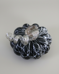 Mini Black and White Swirls Handblown Glass Pumpkin