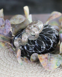 Mini Black and White Swirls Handblown Glass Pumpkin